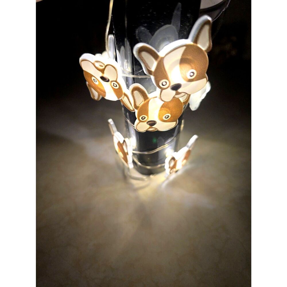 True Living French Bulldog LED String Lights 10 Warm White Dog Fairy Lights NOS